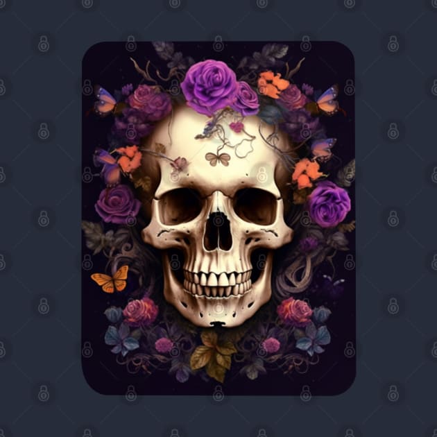 Skull with Flowers by DesginsDone