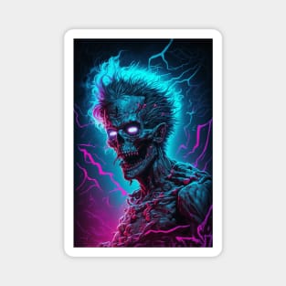 Neon Cyberpunk Zombie Magnet