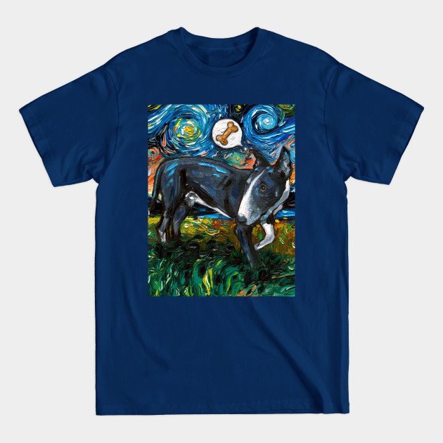 Discover Black and White Bull Terrier Starry Night - Black And White Bull Terrier - T-Shirt