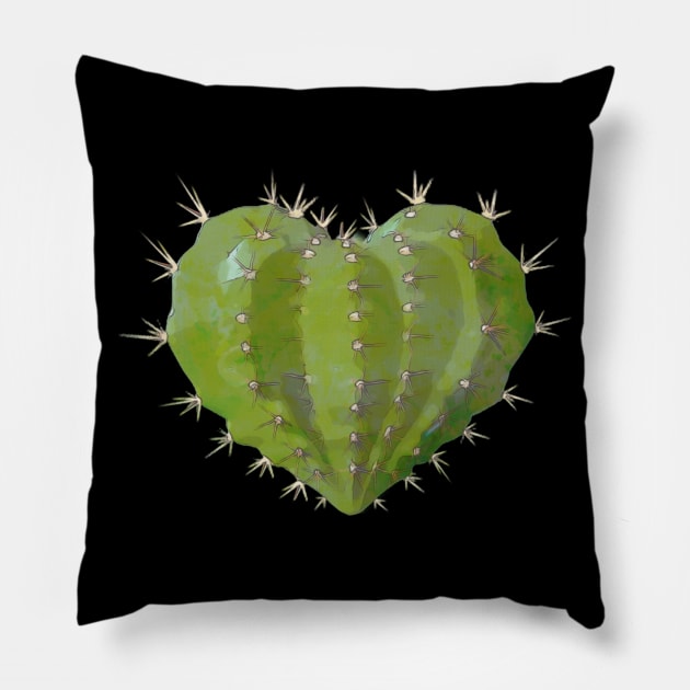 Cactus heart watercolor Pillow by Collagedream