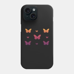 Deep Purple Red Orange Ombre Faux Glitter Butterflies Phone Case