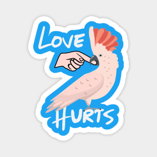 Love Hurts Moluccan Cockatoo Parrot Biting Finger Magnet