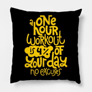 Fitness Motivational Quote - Gym Workout Inspirational Slogan (Yellow) Pillow