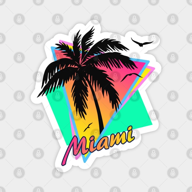 Miami Cool 80s Sunset Magnet by Nerd_art