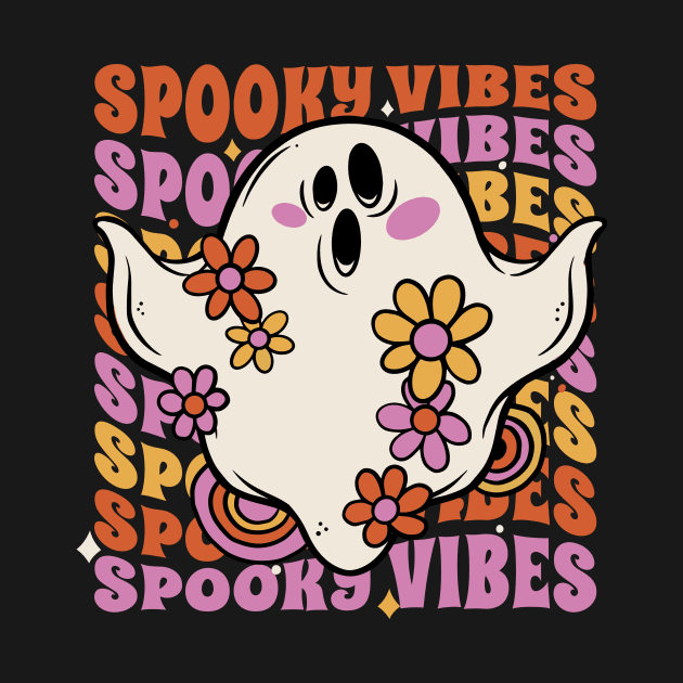 Vintage Spooky Vibes // Cute Groovy Ghost Halloween by SLAG_Creative
