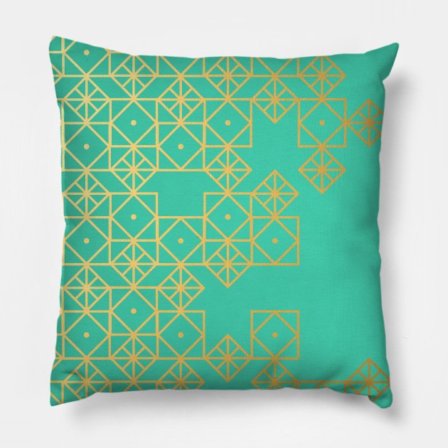 geometric mint Pillow by CatCoq