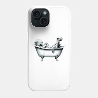 Relaxing Skeleton Enjoying Music and Bath Time Toaster Phone Case