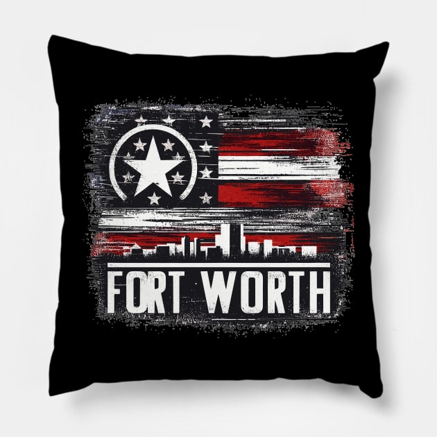 Fort Worth Pillow by Vehicles-Art