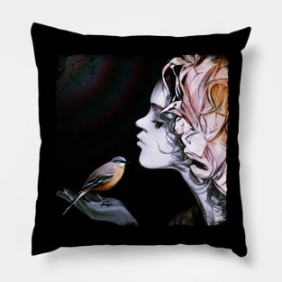 Girl with bird Pillow