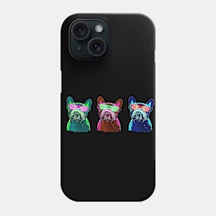 French bulldogs with colorfull psychelic glasses,  80s style neon Phone Case