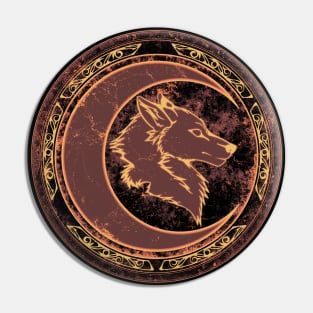 Wolf and Moon Pin