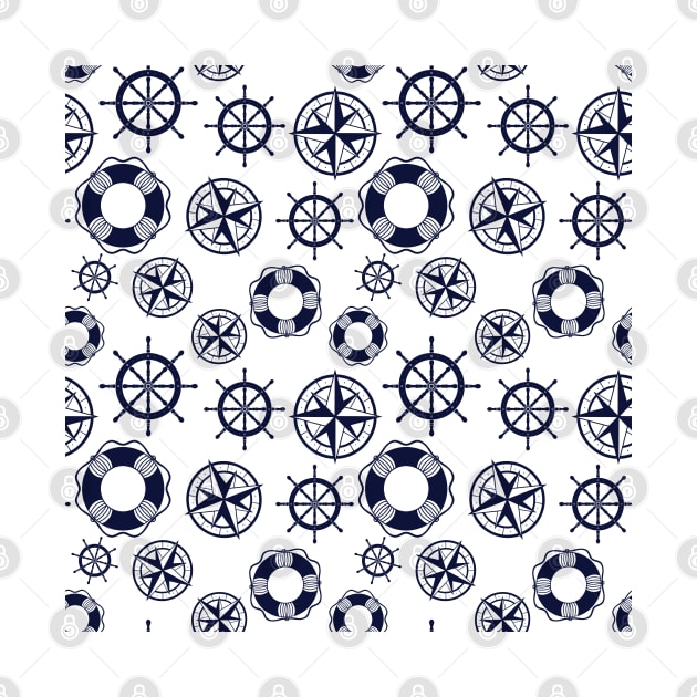 Nautical Navy Blue and White Pattern by Trippycollage