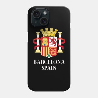 Barcelona Spain. White text. Gift Ideas For The Spanish Travel Enthusiast. Phone Case