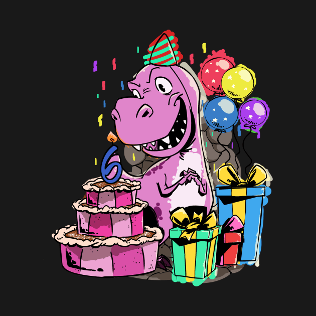 Dinosaur Birthday Shirt For A 6 Year Old by iHeartDinosaurs