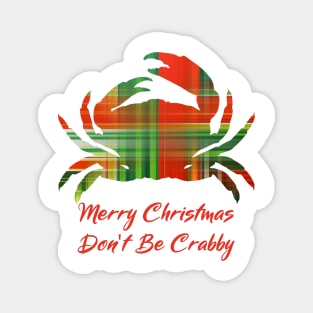 Merry Christmas Crab Checked Plaid Magnet