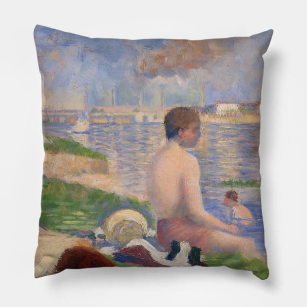 Final Study for Bathers at Asnieres by Georges Seurat Pillow by Classic Art Stall