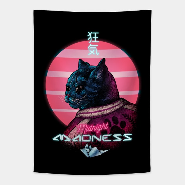 Midnight Madness - Wee Hour Hyperactive Cat Tapestry by anycolordesigns