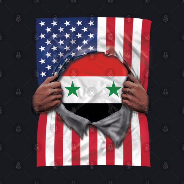 Syria Flag American Flag Ripped - Gift for Syrian From Syria by Country Flags