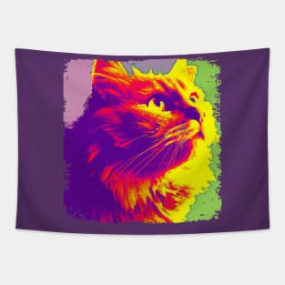 Domestic Long Hair Pop Art - Cat Lover Gift Tapestry