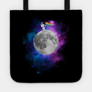 Astronaut placing LGBTQ flag on the moon Tote