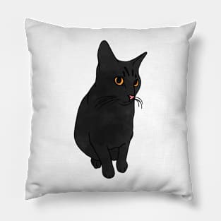 Sitting Black Cat Pillow