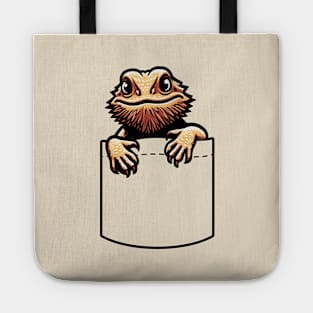 Bearded Dragon Pogona Shirt Pocket Reptile Lizard Pet Lover Youth Light Background Tote