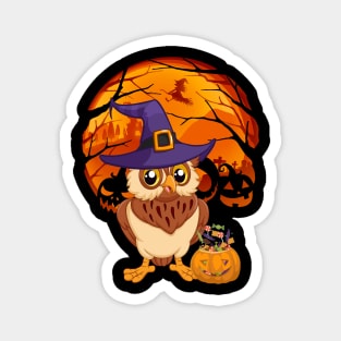 Owl pumpkin witch Magnet