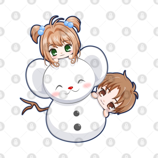 Chibi Sakura Syaoran Snowman by LoShimizu