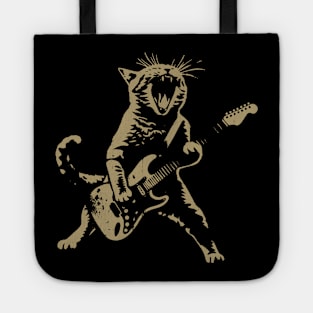 Rock Cat Playing Guitar Shirt Tote