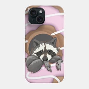 Sweet Love Cute raccoon and Yummy donut Pink Phone Case