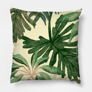 Painted tropical leaves retro Pillow