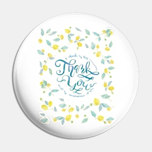 Thank You - Philippians 1:3 - Lemon Yellow Pin