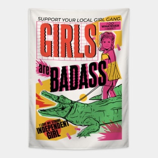 Retro Girls Are Badass Girl Power // 90s Nostalgia Girl Gang Tapestry