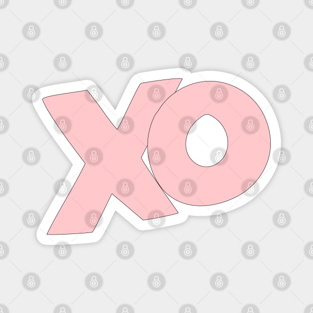 XO hugs and kisses cartoon text art in lite pink Magnet by Angel Dawn Design