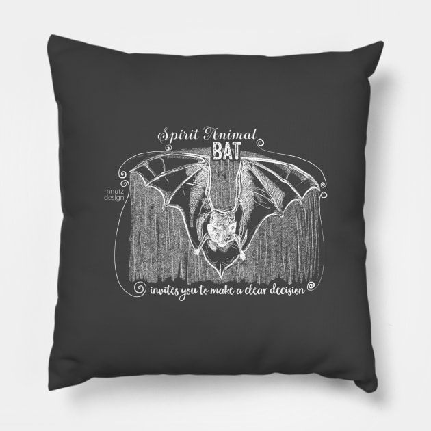 Spirit animal Bat white Pillow by mnutz