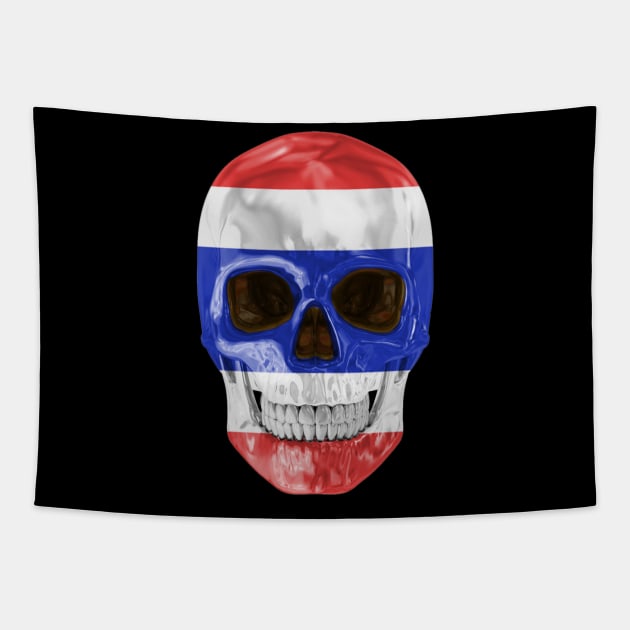 Thailand Flag Skull - Gift for Thai With Roots From Thailand Tapestry by Country Flags