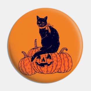 Black Cat And Pumpkins! Pin