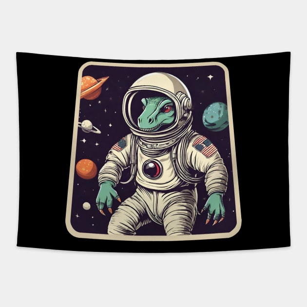 Dinosaur astronaut Tapestry by Ilustradamus