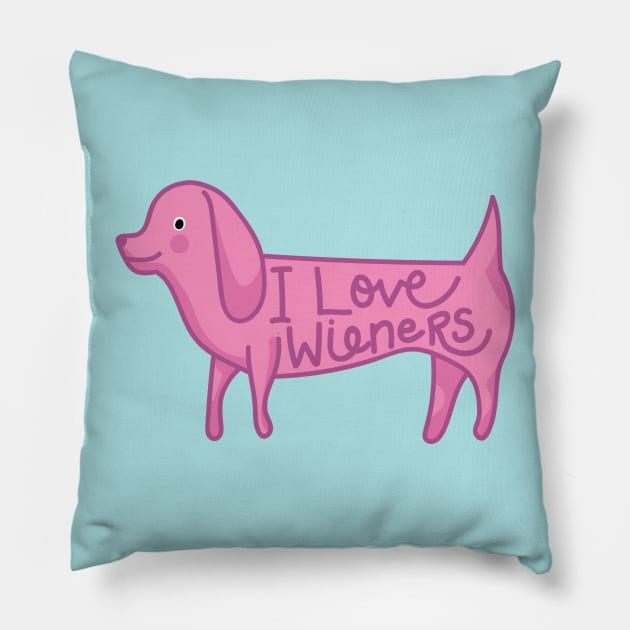 I Love Wieners Pillow by KodiakMilly