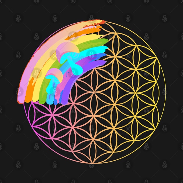 Psychedelic Rainbow Sacred Geometry Flower of Life by tatadonets