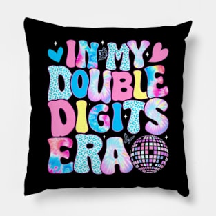 In My Double Digits Era Retro 10 Year Old 10Th Birthday Girl Pillow