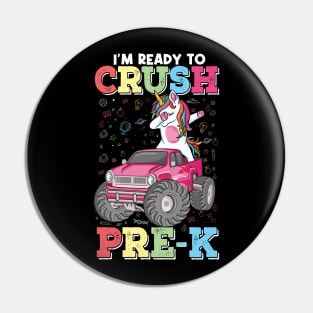 1st day of PreK Dabbing unicorn Monster Truck Back to School Pin