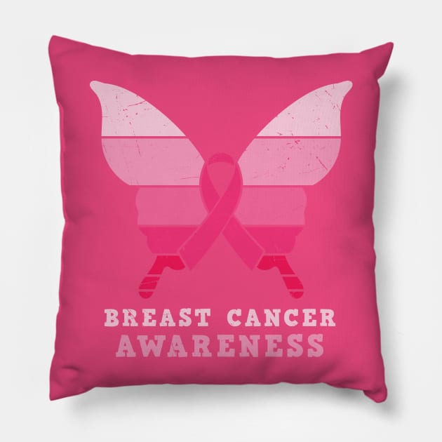 Breast Cancer Awareness Butterfly Pillow by crazytz