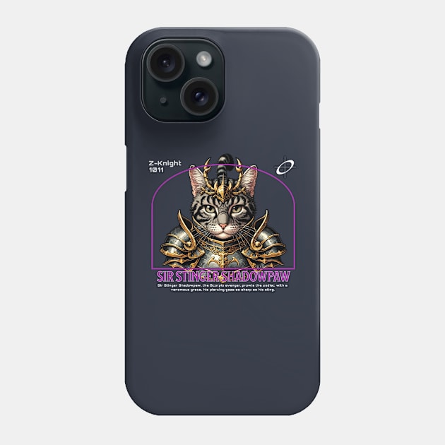 Scorpio Cat Knight - Medieval Zodiac Warrior Phone Case by Conversion Threads