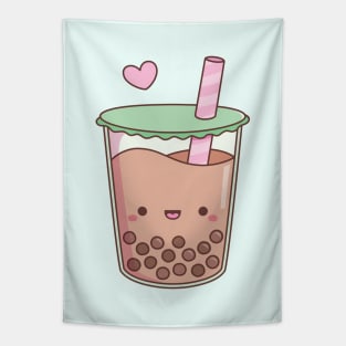 Cute Boba Tea Love Doodle Tapestry