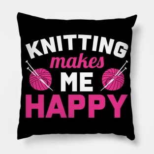 Knitting makes me happy (white) Pillow