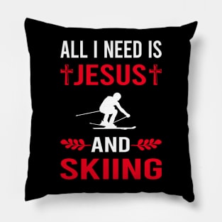 I Need Jesus And Skiing Ski Skier Pillow