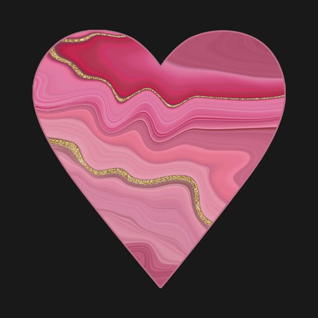 creative heart patterned with pink gold slice agate by Alina