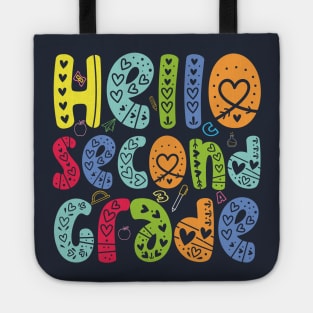 Hello second grade 2 Grade Team Back To School Teacher Kid Tote