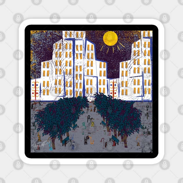 cityscape abstract art Magnet by DELQABEL